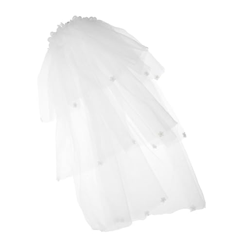 OUNONA Blumiges Veil haarband mit Perlen Leichtes nicht Verblassendes Party haarschmuck für Mädchen Bequemer Sitz für Geburtstag Karneval Weihnachten Ostern Silvester Auffälliges von OUNONA