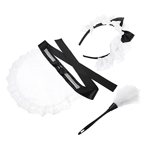 OUNONA Dienstmädchenkostüm Satz mit Schürze und Stirnband Cosplay Zubehör für Frauen Halloween und Maskerade von OUNONA