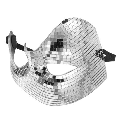 OUNONA Disco Halbgesichtsmaske Silber Spiegelnde Halloween Party Gesichtsmaske Atmungsaktiv Komfortabel Vintage Masquerade Ball Tanz Dj Club Kostüm Zubehör OUNONA Disco Halbgesichtsmaske Silber Spiegelnde Halloween Party Gesichtsmaske Atmungsaktiv Komfortabel Vintage Masquerade Ball Tanz Dj Club Kostüm Zubehör von OUNONA