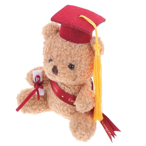 OUNONA Doktorhut Bär ausgestopft Plüsch tragen klein kuschelbären cuddly toy Geschenkidee zur graduation bear Bär für Blumenstrauß Mini-Abschlussbär PP Baumwolle rot von OUNONA