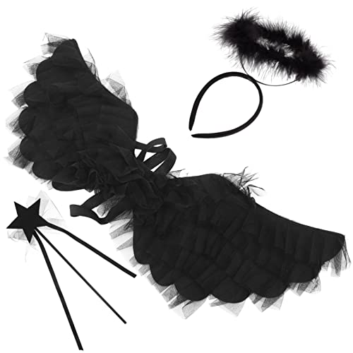 OUNONA Engelsflügel Set für Cosplay Teiliges Kostüm mit Heiligenschein und Zauberstab für Halloween Karneval und Themenpartys Dekorativ und Langlebig von OUNONA