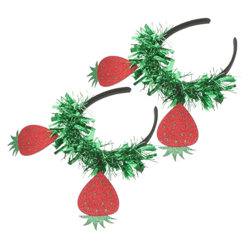 OUNONA Erdbeere Haarreifen 2 Stück Dekoratives Haarband für Erwachsene und Kinder für Partys Cosplay Feste Schöne Kopfbedeckung mit Federn Frühlings Sommeraccessoire von OUNONA