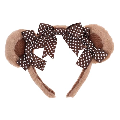 OUNONA Flauschiges Bärenohren Stirnband aus Plüsch Leichtes Bequemes Kostümzubehör mit Süßem Schleifen Design für Frauen für Karneval Geburtstag Cosplay und Festliche Anlässe von OUNONA