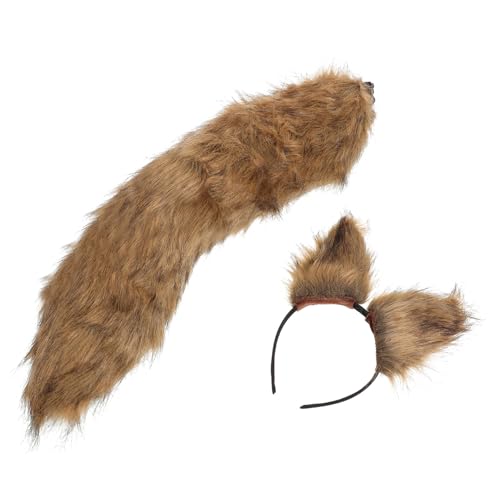OUNONA Fuchsohren Haarreif mit Kunstfell und Fuchsschwanz für Halloween Cosplay Tierkostüm Party Zubehör Verstellbar Flauschig für Kostüm und Themenveranstaltungen von OUNONA