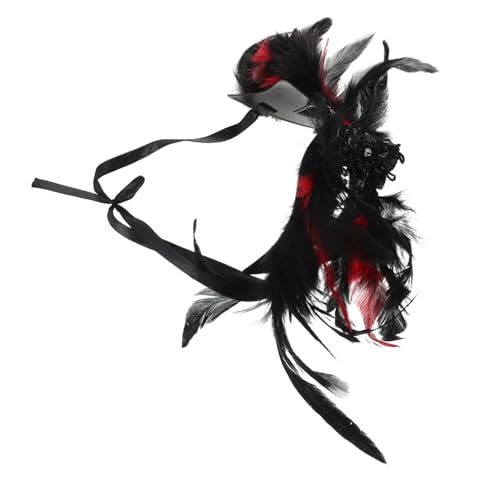 OUNONA Gothic Masquerade Maske Damen Halbgesichts Party Maske mit Federn und Pailletten Leichte Kostümaccessoire für Halloween Karneval und Festival von OUNONA