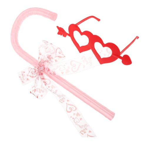 OUNONA Halloween Bowknot Cane mit Herzförmigen Brillen Party Tanz Accessoires für Valentinstag Cosplay Kostüm Rollenspiel Zubehör in Einheitsgröße von OUNONA