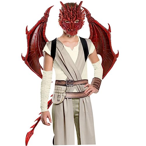 OUNONA Halloween Kostümset für Teiliges Set mit Maske Flügeln und Rot für Cosplay Halloween Partys und Kinderaufführungen von OUNONA