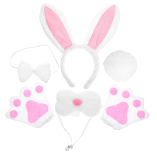 OUNONA Hasenkostüm Set mit Ohren und Fliege für Ostern Cosplay und Bühnenaufführungen Lustige Tierkostüm Accessoires für Fotos und Partys von OUNONA