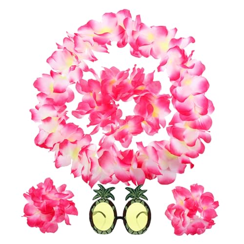 OUNONA Hawaii Party Teilig Großes Blumen Haarband Ananas Sonnenbrille Bunte Halskette Armbänder Langlebiges Material Geeignet für Sommer Strand Pool Party von OUNONA