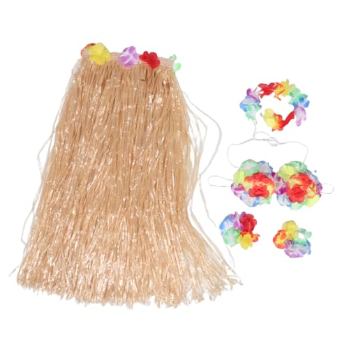 OUNONA Hawaiianisches Kostüm mit Grasrock Blumenarmband Atmungsaktivem Material Bunte Farben Schnell Anzuziehen für Luau Party Strand Themenfest OUNONA Hawaiianisches Kostüm mit Grasrock Blumenarmband Atmungsaktivem Material Bunte Farben Schnell Anzuziehen für Luau Party Strand Themenfest von OUNONA