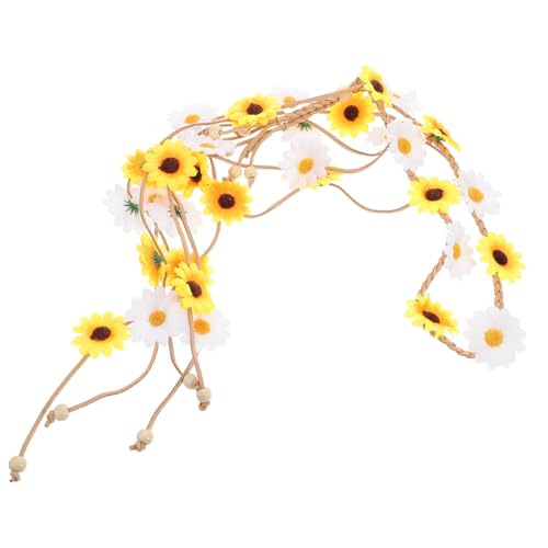 OUNONA Hippie Stirnband Sonnenblume Verstellbar Blumenkopfband Leicht Handgefertigt Auffälliges Blumenmuster für Festivals Partys Tägliches Tragen von OUNONA