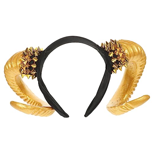 OUNONA Horn Haarband mit Nieten für Halloween Goldene Schafhorn Accessoires für Kostüme Karneval Cosplay und Partys Vielseitiger Kopfschmuck für Festliche Anlässe von OUNONA