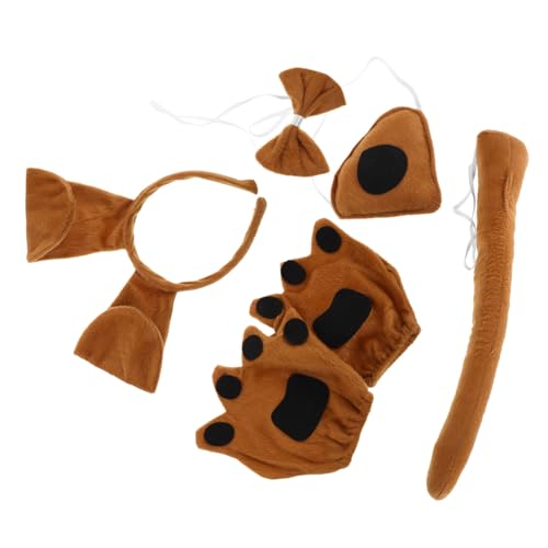 OUNONA Hundekostüm Zubehör für Weiches Kopfband mit Ohren Schleife Pfotenhandschuhe und Nase Komplettes Halloween Tierkostüm für Partys und Cosplay von OUNONA