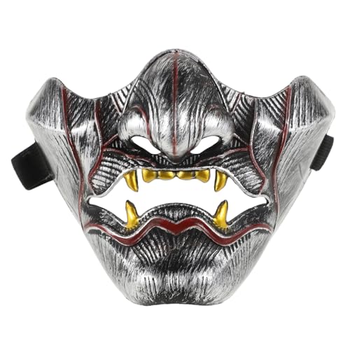 OUNONA Japanische Dämonenmaske Halbgesichts Samurai Maske für Halloween und Cosplay Strapazierfähig Realistische Handwerkskunst Ergonomische für Erwachsene von OUNONA