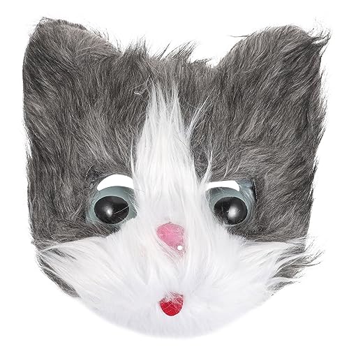 OUNONA Katzenmaske für Halloween Realistische Tiermaske für Kostümpartys Geburtstagsfeiern und Cosplay Lustige Graue Katzenkopf Maske für Besondere Anlässe von OUNONA