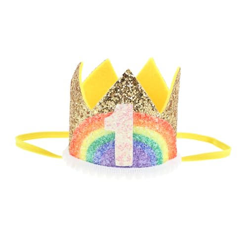OUNONA Kindergeburtstags Krone mit Zahlen Design Leichter Bequemer Haarschmuck für Mädchen Farbenfrohe Regenbogen Tiara für Babyfotos und Partydeko von OUNONA