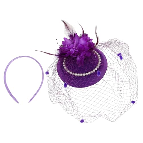 OUNONA Kleiner Fascinator mit Perlen und Federn Eleganter Mini Hut für Hochzeit Party Cocktail Modischer Haarschmuck Vielseitig Kombinierbar Stilvoller Kopfschmuck für Damen von OUNONA