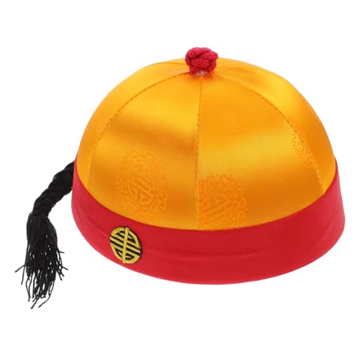 OUNONA Kostümhut Kreative Kopfbedeckung im chinesischen Stil traditionelle chinesische Kostüme asiatischer Hut chinesische hüte für männer Porzellankostüm Brokatstoff von OUNONA