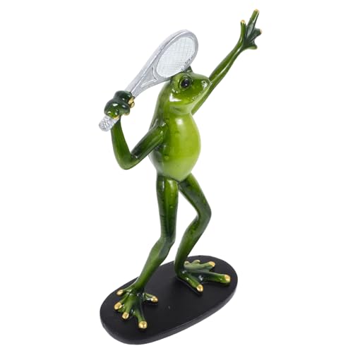 OUNONA Kreative Harz Froschfigur im Tennis Look Lustige Garten Dekoration für Innenräume für Schreibtische Regale und Tv Schränke Wetterfest und Farbenfroh OUNONA Kreative Harz Froschfigur im Tennis Look Lustige Garten Dekoration für Innenräume für Schreibtische Regale und Tv Schränke Wetterfest und Farbenfroh von OUNONA