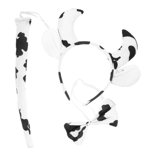 OUNONA Kühe Kostüm Zubehör Set Tierohren Stirnband mit und Fliege für Halloween Karneval und Cosplay Teiliges Set für Erwachsene OUNONA Kühe Kostüm Zubehör Set Tierohren Stirnband mit und Fliege für Halloween Karneval und Cosplay Teiliges Set für Erwachsene von OUNONA