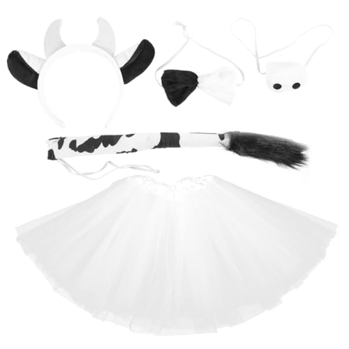 OUNONA Kuh Kostüm Set mit Haarreif Fliege und Nase für Halloween Cosplay Leicht Wiederverwendbar und für Partys und Veranstaltungen von OUNONA