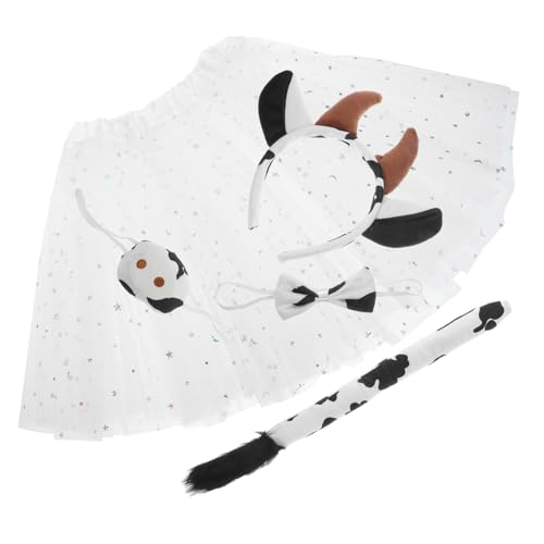 OUNONA Kuh Kostüm mit Weichem Stirnband und Tutu Rock Bequemes Tierkostüm Zubehör für Halloween Karneval Cosplay und Tanzpartys Outfit für Mädchen OUNONA Kuh Kostüm mit Weichem Stirnband und Tutu Rock Bequemes Tierkostüm Zubehör für Halloween Karneval Cosplay und Tanzpartys Outfit für Mädchen von OUNONA