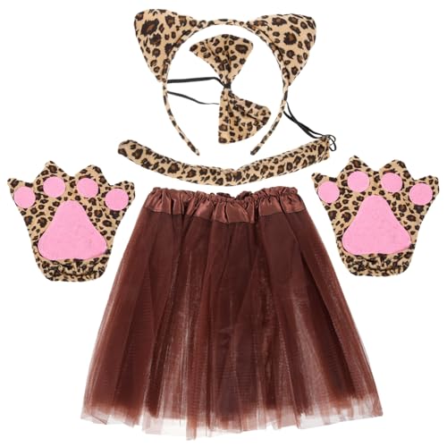 OUNONA Leoparden Kostüm Teilig mit Leopardenohren Haarreif Fliege Handschuhen und Tutu Rock Bequemes Tierkostüm für Halloween Karneval Zoo und OUNONA Leoparden Kostüm Teilig mit Leopardenohren Haarreif Fliege Handschuhen und Tutu Rock Bequemes Tierkostüm für Halloween Karneval Zoo und von OUNONA