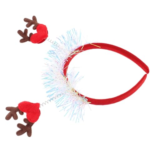 OUNONA Liebe Stirnband Weihnachten Dekoration Weihnachtsstirnband Led Weihnachts-cosplay-zubehör Weihnachtsstirnbänder Für Erwachsene Dämon Herz Funkeln Hirschgeweih-kostüm Kind Rot Stoff von OUNONA