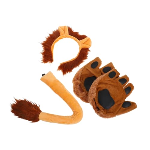 OUNONA Löwenkostüm Sets Tierkostüm Löwen Stirnband Löwen Stirnband Plüschlöwe Cosplay Löwenpfoten Und Löwenschwanz Accessoire Geburtstagsparty Kostüm von OUNONA
