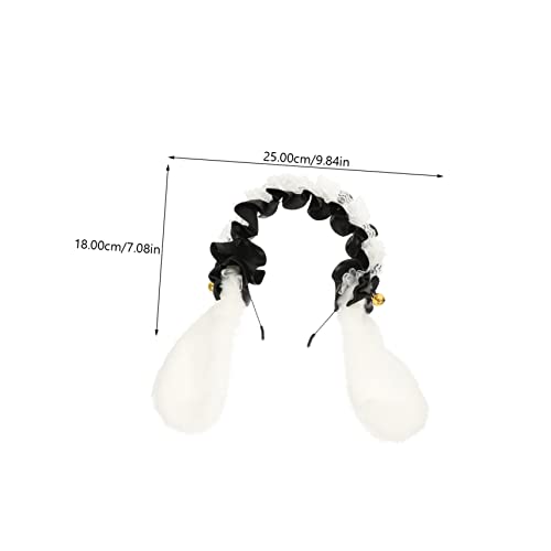 OUNONA Lolita Lolita Set Teiliges Hasenohren Haarreif und Flauschiger Hasenschwanz Weiß und Schwarz Weiches Kostüm Party Accessoire für Karneval Bühnenauftritt und Festival von OUNONA