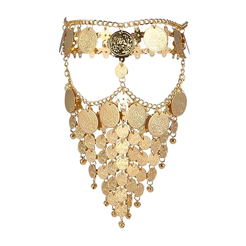 OUNONA Maske mit Kette für Maskenball Dekorative Halbmaske für Partys und Bauchtanz Verstellbar und Langlebig für Damen mit Einzigartigem Design Pailletten und Glocken von OUNONA