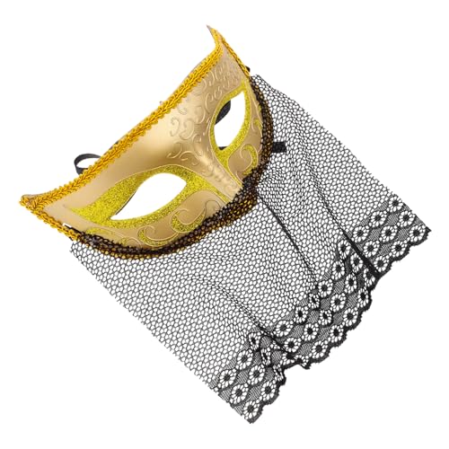 OUNONA Maskenschleier Ausfall Proms Besetzt Gesichts- Rosa Realistisch Hälfte Gothic Antiquität Für Weihnachten Maskerademaske Spitzenschleiermaske Augenmaske Kostüm Netz Golden von OUNONA