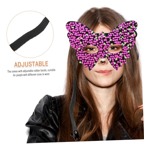 OUNONA Masquerade Halbgesichtsmaske mit Pailletten Schmetterlingsdesign Verstellbar für Damen Bequeme Vielseitig für Halloween Karneval Party und Bühnenauftritte von OUNONA