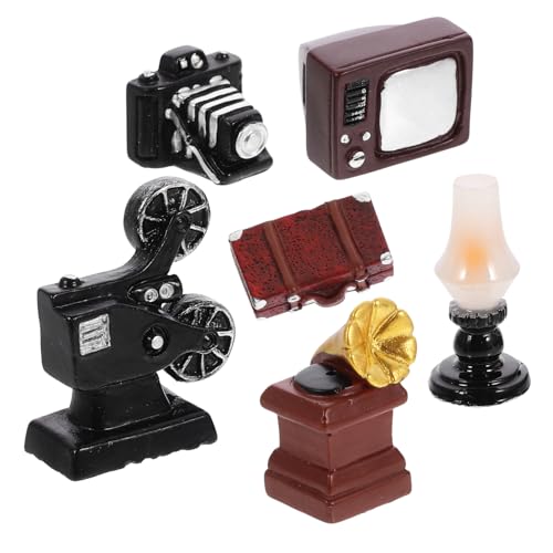 OUNONA Miniatur Puppenhaus Deko Teilig Retro Elektrische Haushaltsgeräte Miniatur Ornament Realistische Vintage Kamera Dekoratives Puppenhaus Zubehör für Wohnzimmergestaltung von OUNONA