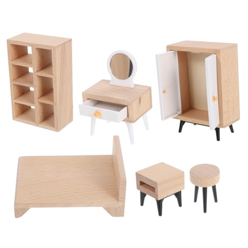 OUNONA Miniatur Puppenhaus Schlafzimmer Möbel Wohnzimmer Zubehör Realistische Details Kreatives Rollenspiel Fördert Fantasie und Kognitive Entwicklung von OUNONA