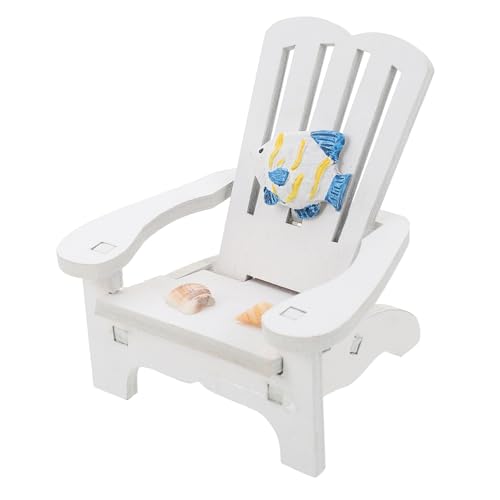 OUNONA Miniatur Strandstuhl aus Holz Mediterraner Stil Tischdekoration Puppenhaus Zubehör Strandkorb Ornament von OUNONA