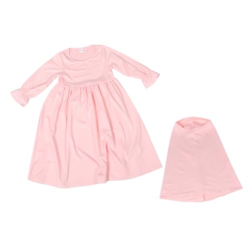 OUNONA Muslimisches Kleid Für Mädchen Und Junge Mädchen Langärmliges Kleid Mit Hijab Gebetsrüschen Für Kleinkinder Ganzjahresoutfit Aus Hautfreundlichem Material von OUNONA