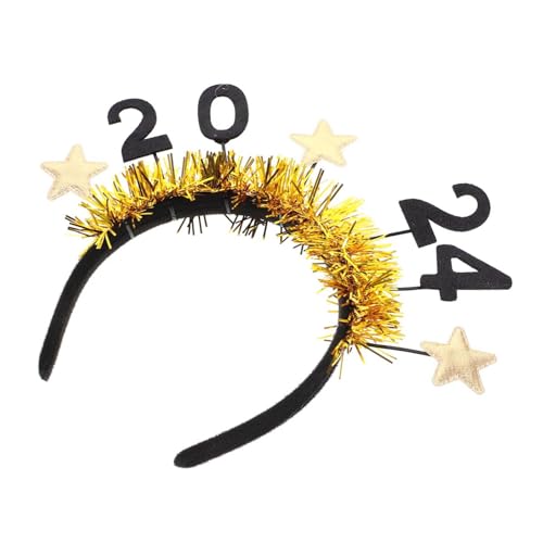 OUNONA Neujahrs Stirnband aus Stoff Glitzerndes Haarband für Erwachsene Festliches Kopfschmuck Accessoire Vielseitig Tragbar für Party Alltag Foto Requisite Goldfarben von OUNONA