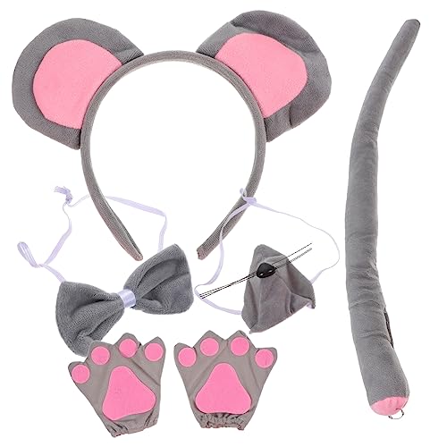 OUNONA Niedliches Kostüm Set mit Weichem Grauem Ohr Haarreif Schleife Nase und Grauen Handschuhen Party Cosplay Zubehör für Mädchen Karneval Halloween Geburtstagsfeiern OUNONA Niedliches Kostüm Set mit Weichem Grauem Ohr Haarreif Schleife Nase und Grauen Handschuhen Party Cosplay Zubehör für Mädchen Karneval Halloween Geburtstagsfeiern von OUNONA