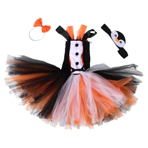 OUNONA Pinguin Kostüm mit Tüllkleid Stirnband und Fliege Weiches Atmungsaktives Material Waschbar Bequeme Verkleidung für Kleinkinder für Halloween Geburtstag und Party von OUNONA