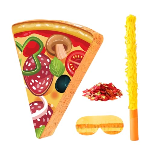 OUNONA Pizza Pinata Party Deko mit Stick Blindfold und Konfetti Lustige Pizzastück Form Food Themed Geburtstag Feier Cinco De Mayo OUNONA Pizza Pinata Party Deko mit Stick Blindfold und Konfetti Lustige Pizzastück Form Food Themed Geburtstag Feier Cinco De Mayo von OUNONA