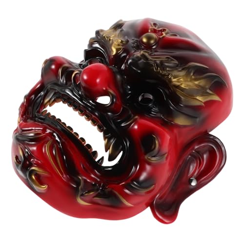 OUNONA Realistisches Gott Des Reichtums Resin Cosplay Kopfgear Maske für Halloween Kostüm Party Vielseitig Tragbar Handgefertigt Detailreich Traditionell Roter Gott Des Reichtums von OUNONA