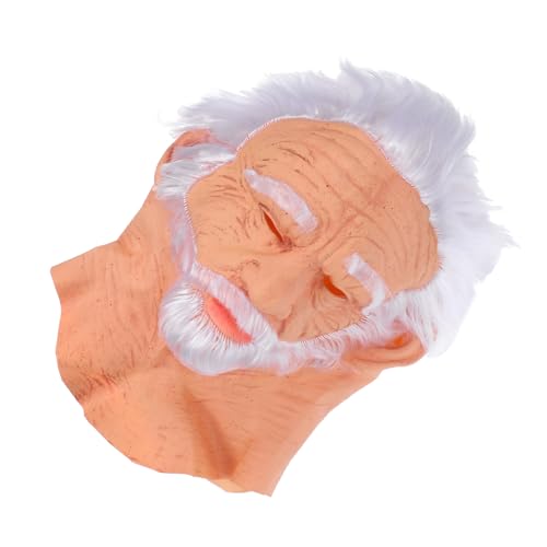 OUNONA Scary Elderly Face Mask Full Headgear Mit Realistischem Weißem Und Perücke Für Halloween Karneval Maskerade Party Zubehör Aus Weichem Atmungsaktivem Material von OUNONA