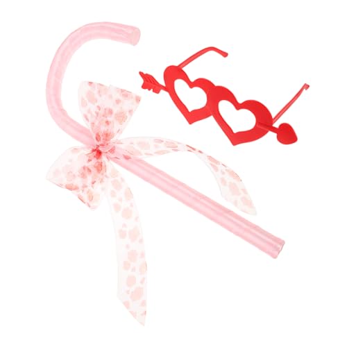 OUNONA Schleifen-halbstab mit Herzpfeil-brille Halloween Party Cosplay Requisiten Vielseitiges Tanz Rollenspiel-accessoire Rosa Rosenstiel Einheitsgröße für Valentinstag und Kostümpartys von OUNONA