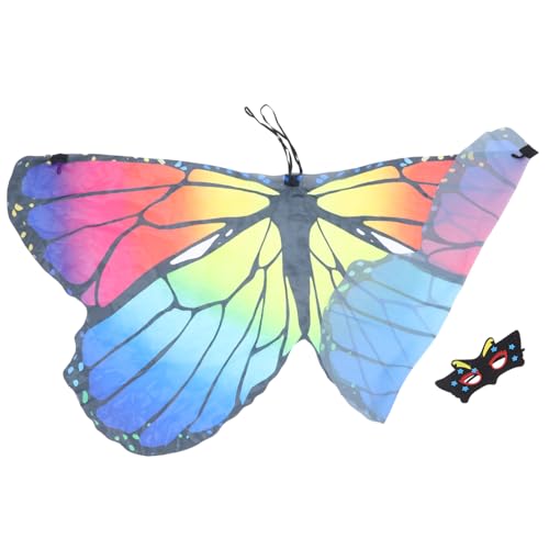 OUNONA Schmetterlingsflügel Umhang für Mädchen Kostümzubehör für Halloween Karneval und Themenpartys für Cosplay und Bühnenaufführungen Farbenfrohes Design für Einen Auffälligen Look von OUNONA