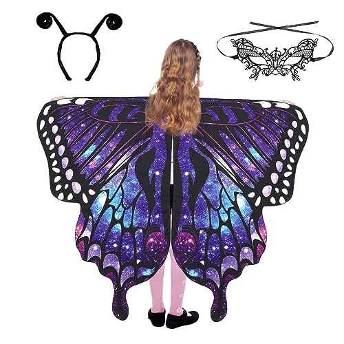 OUNONA Schmetterlingsflügel Umhang mit Kapuze Halloween Kostüm Teiliges Set für Leichter Weicher Tanzumhang mit Farbverlauf Waschbar Vielseitig für Halloween Cosplay und Partydekoration OUNONA Schmetterlingsflügel Umhang mit Kapuze Halloween Kostüm Teiliges Set für Leichter Weicher Tanzumhang mit Farbverlauf Waschbar Vielseitig für Halloween Cosplay und Partydekoration von OUNONA