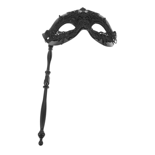 OUNONA Schwarze Venezianische Spitzen Maske mit Stab Handlich Leichte Maskerade für Damen Herren Tragbar für Halloween Karneval Ball Party OUNONA Schwarze Venezianische Spitzen Maske mit Stab Handlich Leichte Maskerade für Damen Herren Tragbar für Halloween Karneval Ball Party von OUNONA