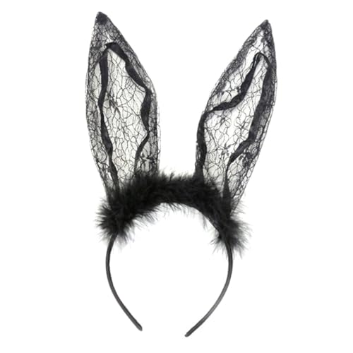 OUNONA Schwarzes Spitzen hasenohren haarband Party Haarreif Cosplay Festival Haarschmuck für Halloween Weihnachtsfeier von OUNONA