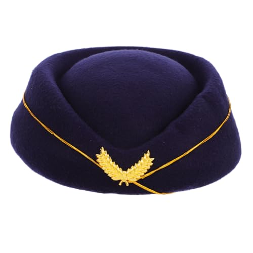 OUNONA Stewardess Beret Hut Für Damen Flugbegleiterin Mütze Aus Wollfilz Cosplay Zubehör Für Kostümpartys Und Bühnenaufführungen von OUNONA