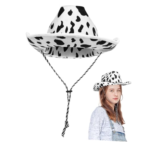 OUNONA Stylischer Kuhmuster Hut Filz Kreativer Fedora für Erwachsene für Partys Hochzeiten Cosplay und Tägliche Nutzung Perfektes Kostümzubehör von OUNONA